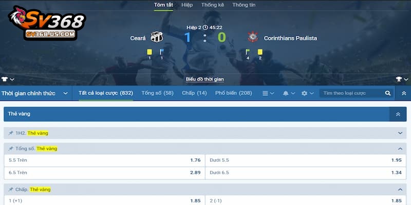 Những loại kèo cược thẻ phạt phổ biến hiện nay